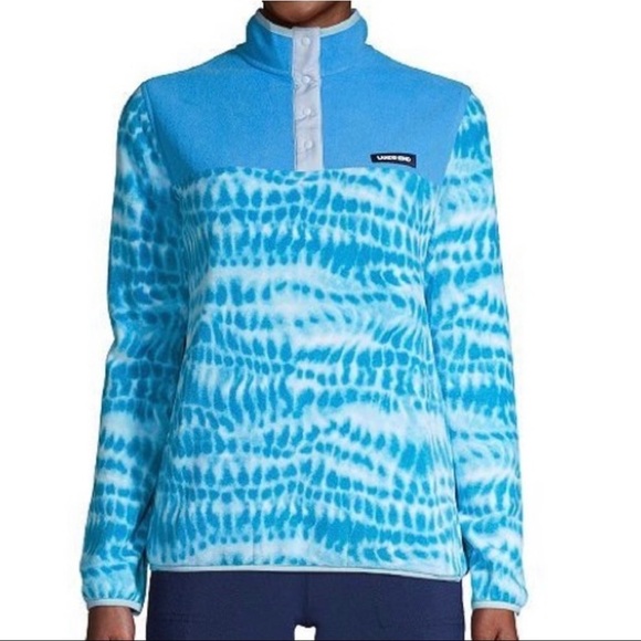 Lands End Tie Dye Quarter Snap Heritage Fleece Pullover - Picture 1 of 5